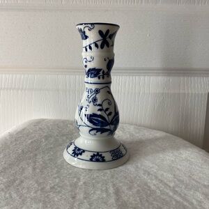 Vintage ViennaWoods Blue  White Fine China Candle Holder Blue Onion Seymour Mann